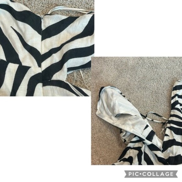 Zara black white zebra animal print cut out spaghetti strap mini dress L NWT - Picture 7 of 13